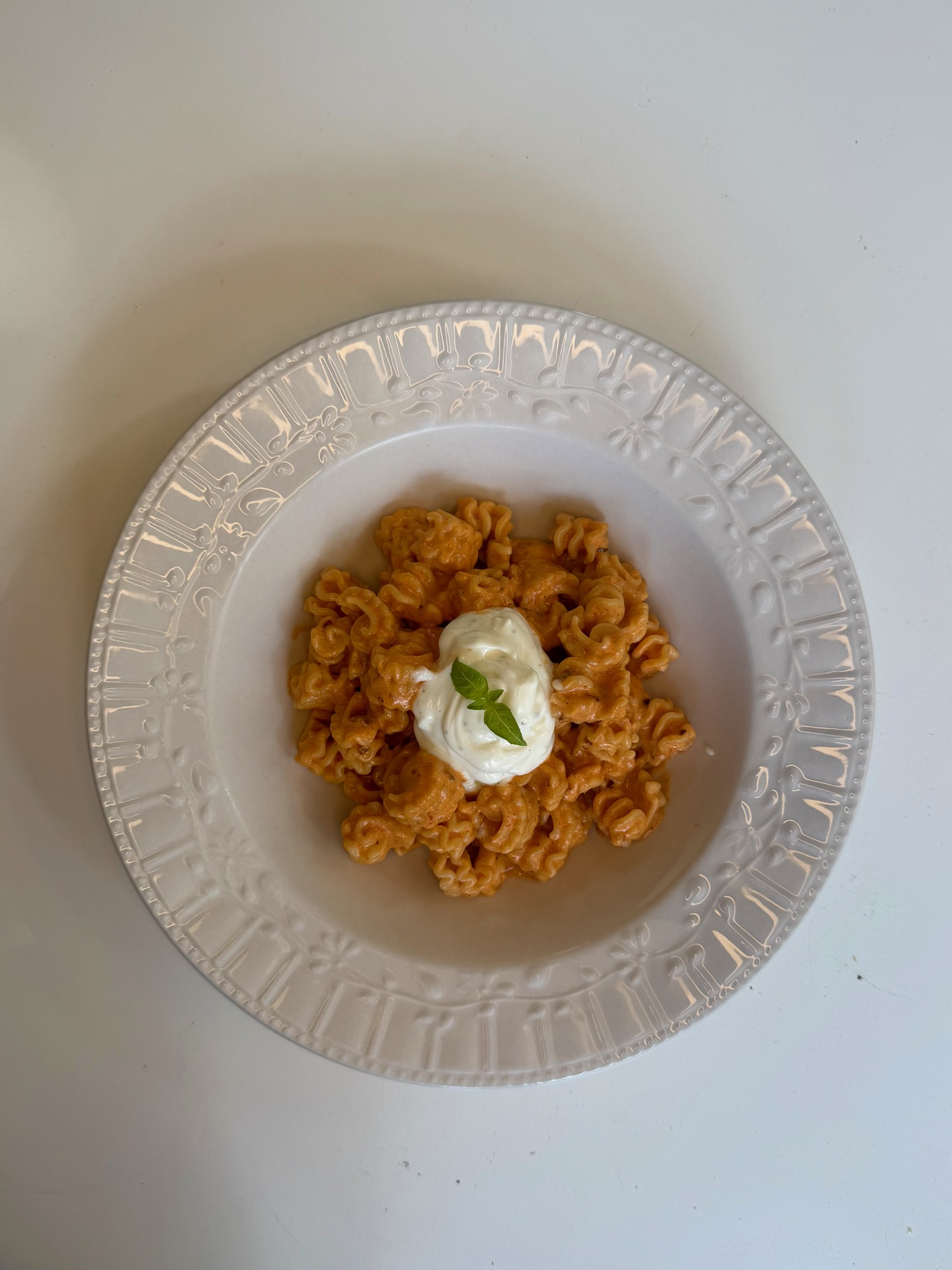 Ruby&rsquo;s Vodka Radiatori, topped with whipped ricotta